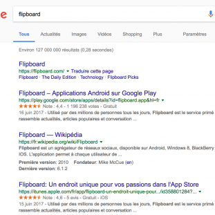 Recherche sur Google pour Flipboard
