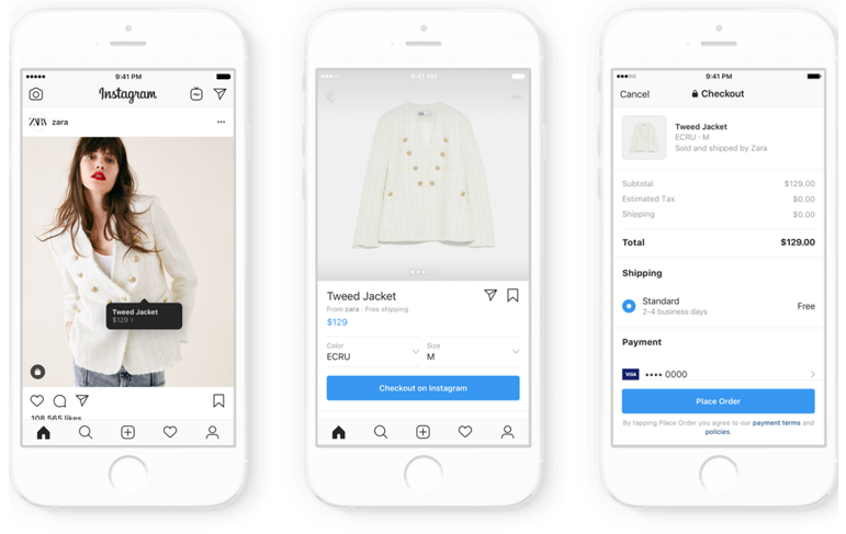 social shopping Instagram Checkout Zara